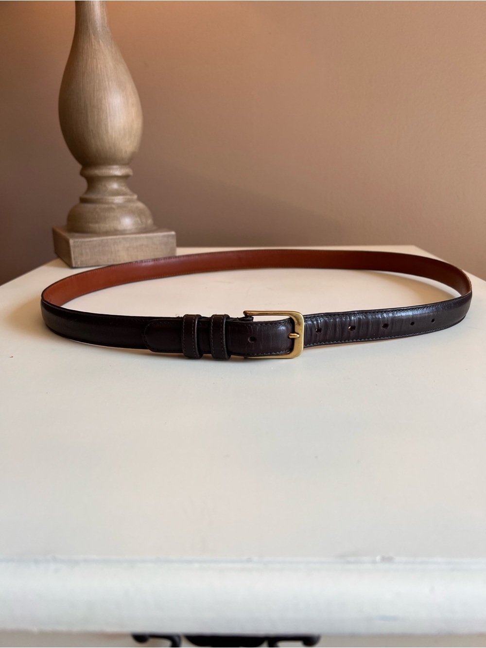 Vintage Coach Brown Leather Belt with Brass Buckle